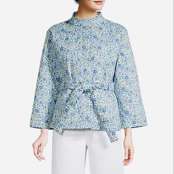 Saint John's Bay Active Jackets & Coats St Johns Bay Womens Belted Lightweight Floral